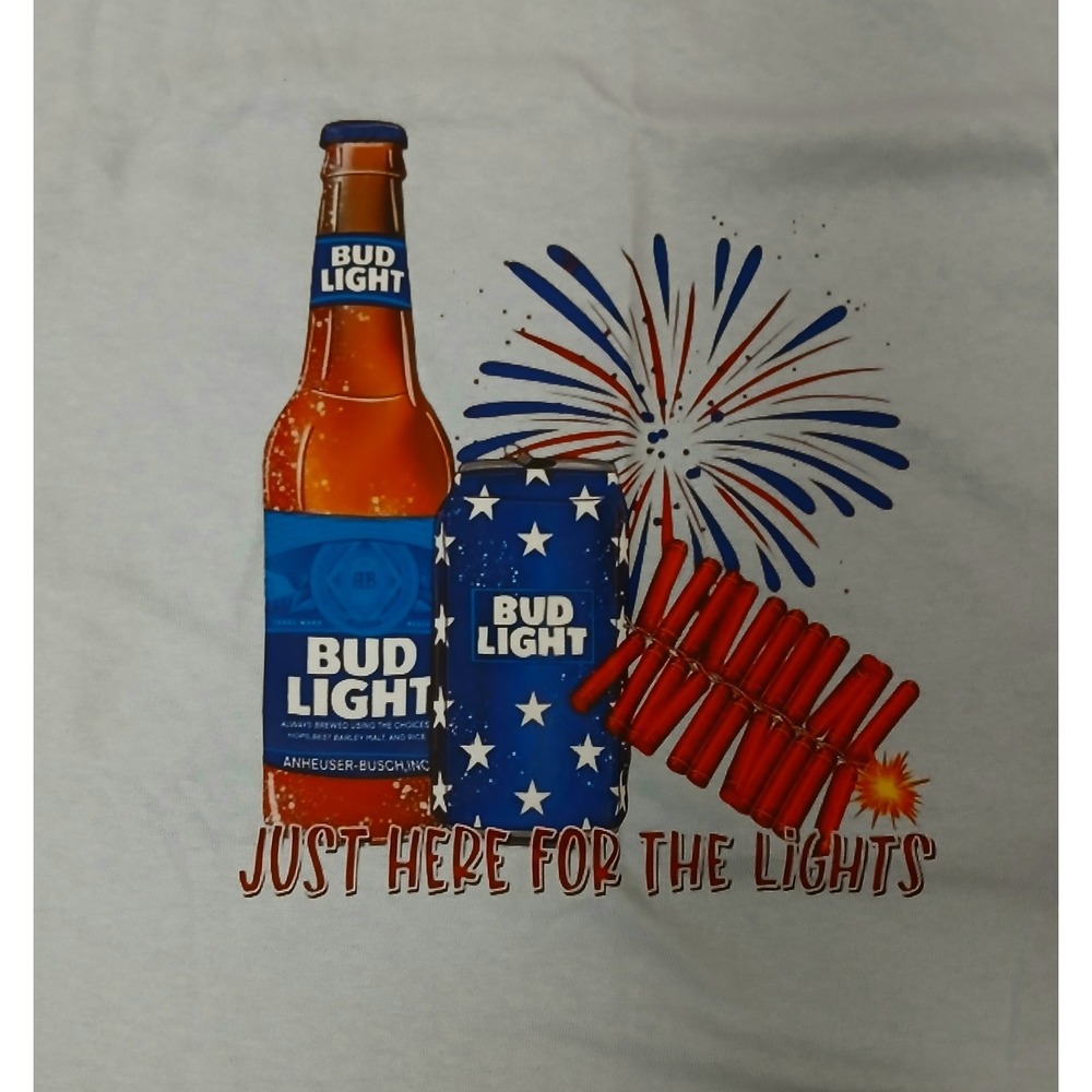 Grafic T-Shirt NEW Fire works BUD Li Ght beer 100% Cotton SIZE XL #288